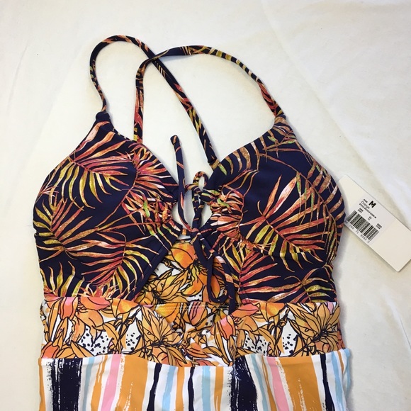 NWT Social Angel Palm Print One Piece Swimsuit, M - Picture 5 of 9